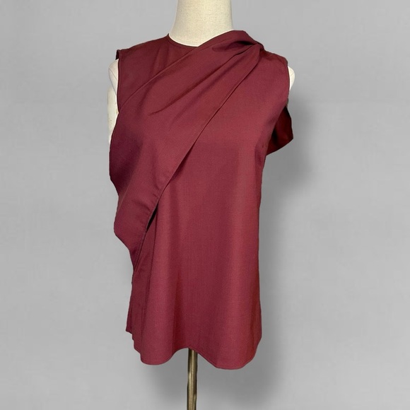 NWT Judith & Charles ‘Signac’ Scarf Blouse in Burgundy Red “Bordeaux” Size 0 - Picture 1 of 15